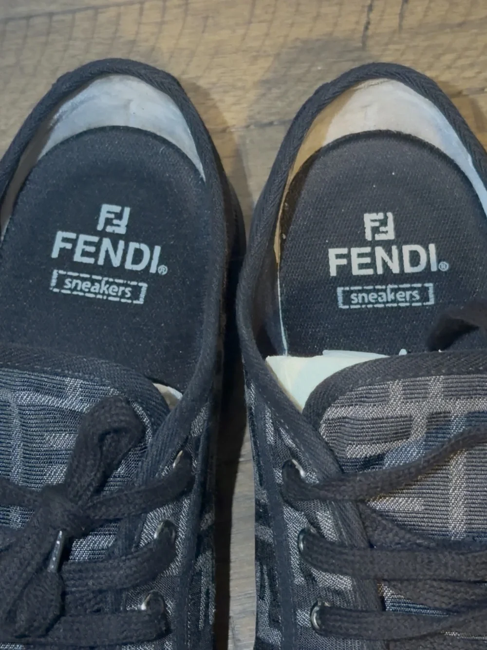 Fendi Black and Gray FF Monogram Low-Top Sneakers